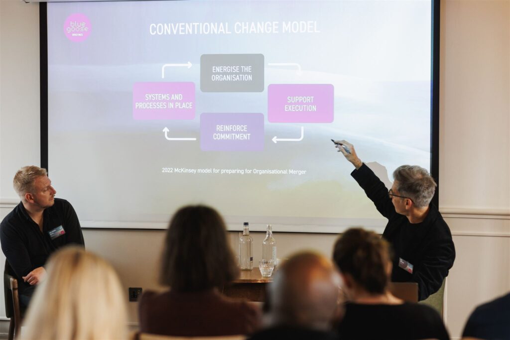 BG briefing: discussing a diagram on screen