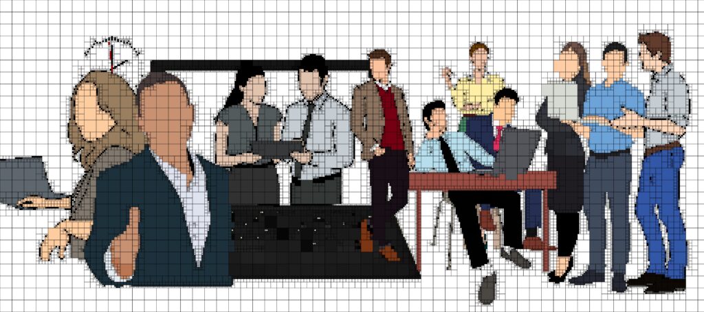 Illustration of office scene and employee experience