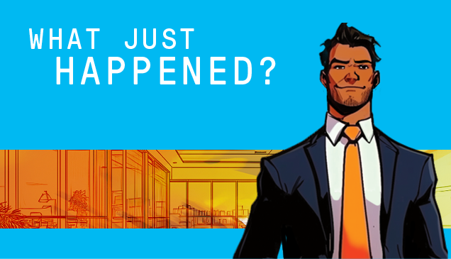 Yusen Logistics campaign graphic which says 'What just happened?'